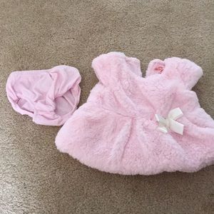 Baby girl fur dress with diaper cover